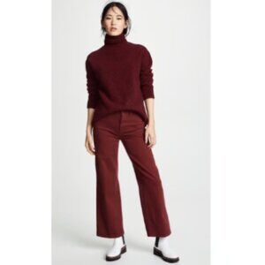 Wide Leg Cropped Denim Trousers - Anise